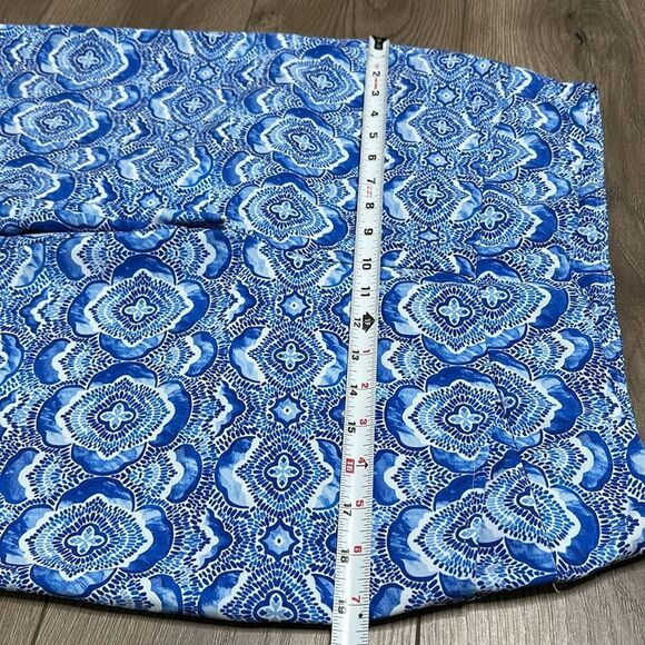 IBKUL Venetian Tiles Denim Stretch Golf Ankle Pants‎ Blue White Size 10 - Picture 6 of 11